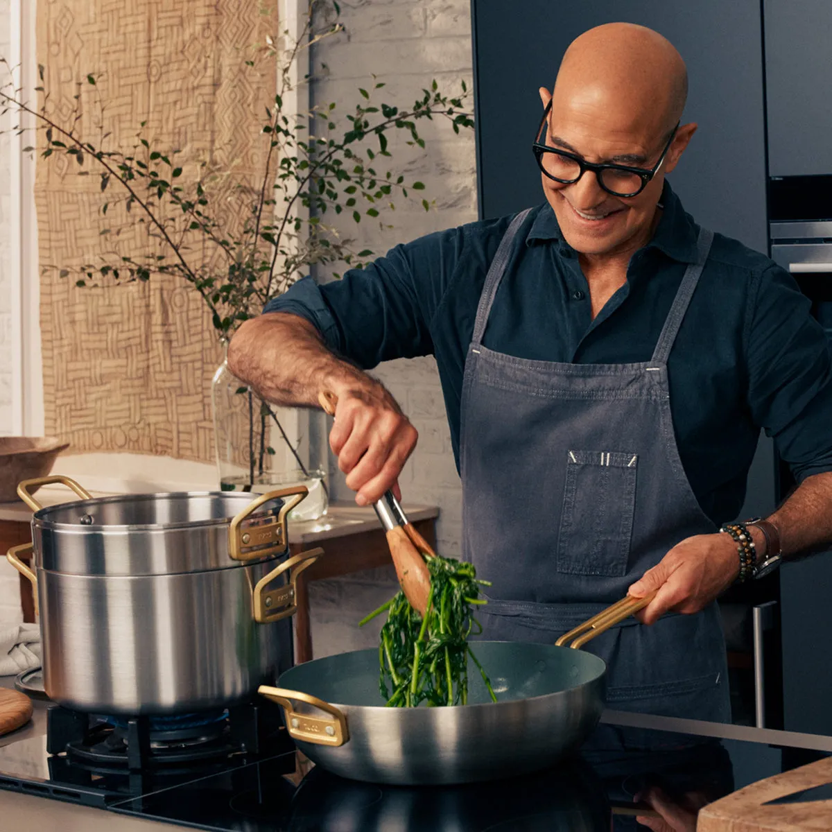 Stanley Tucci™ Stainless Steel Ceramic Nonstick 15-Piece Cookware Set with The Tucci Cookbook