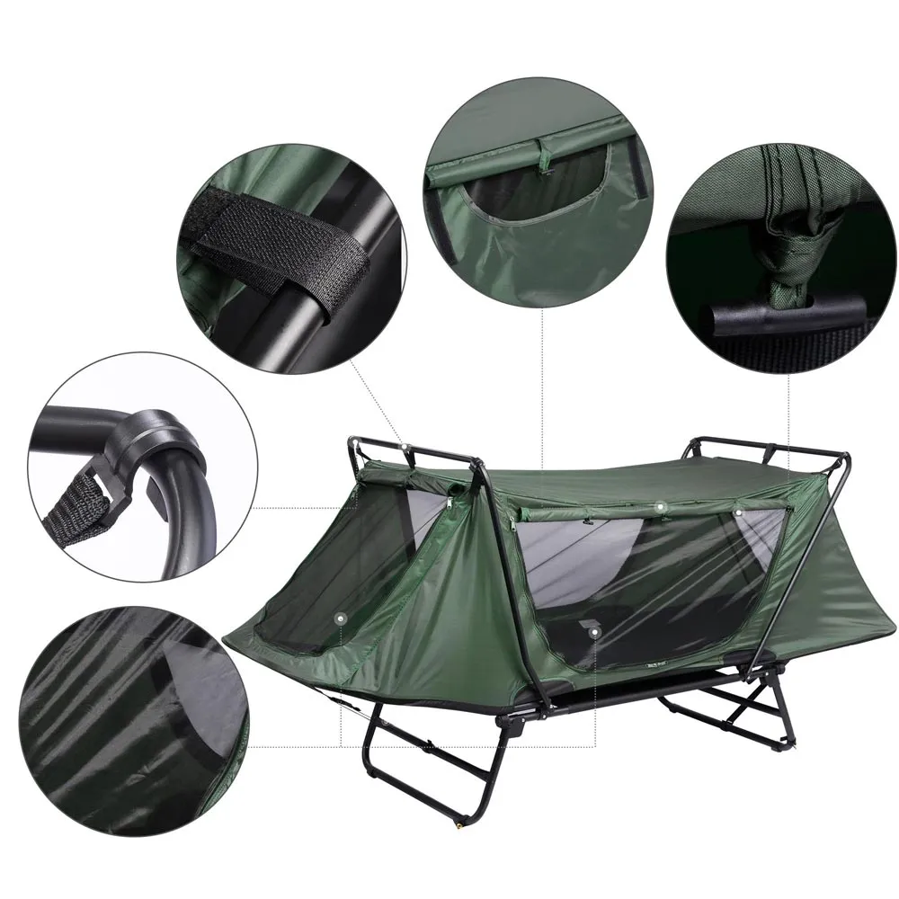 TheLAShop Single Cot Tent Camping Bed Tent Rain Fly Green