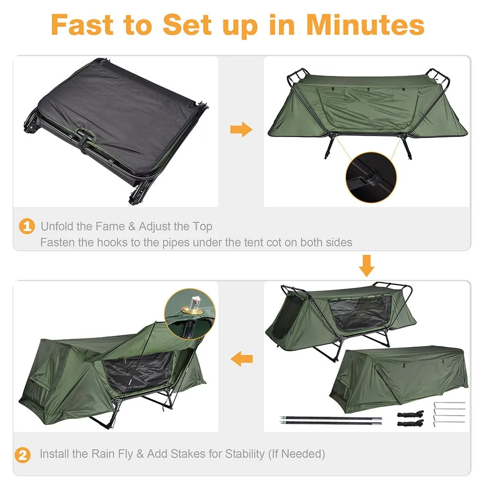 TheLAShop Single Cot Tent Camping Bed Tent Rain Fly Green