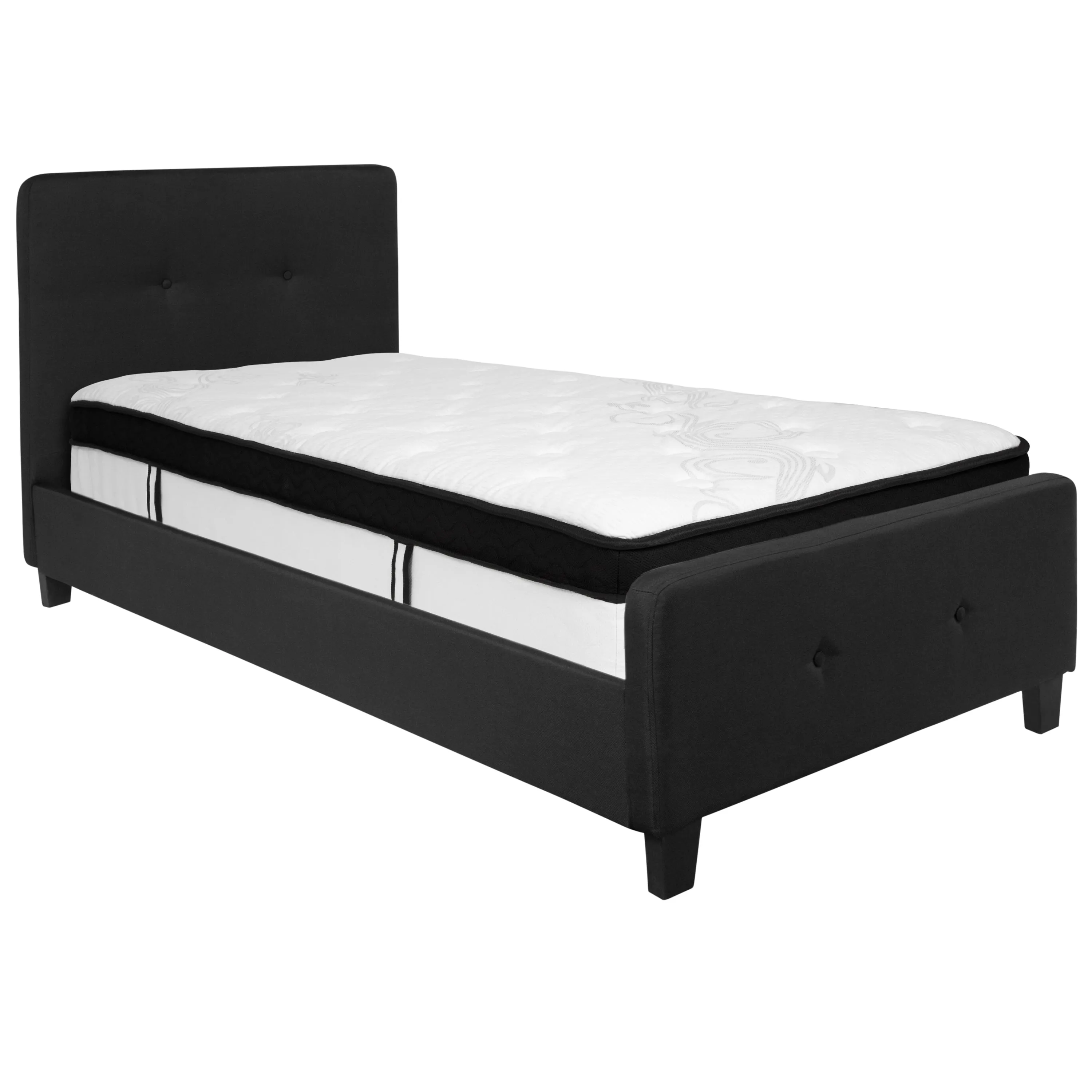 Twin Platform Bed Set-Black HG-BMF-21-GG