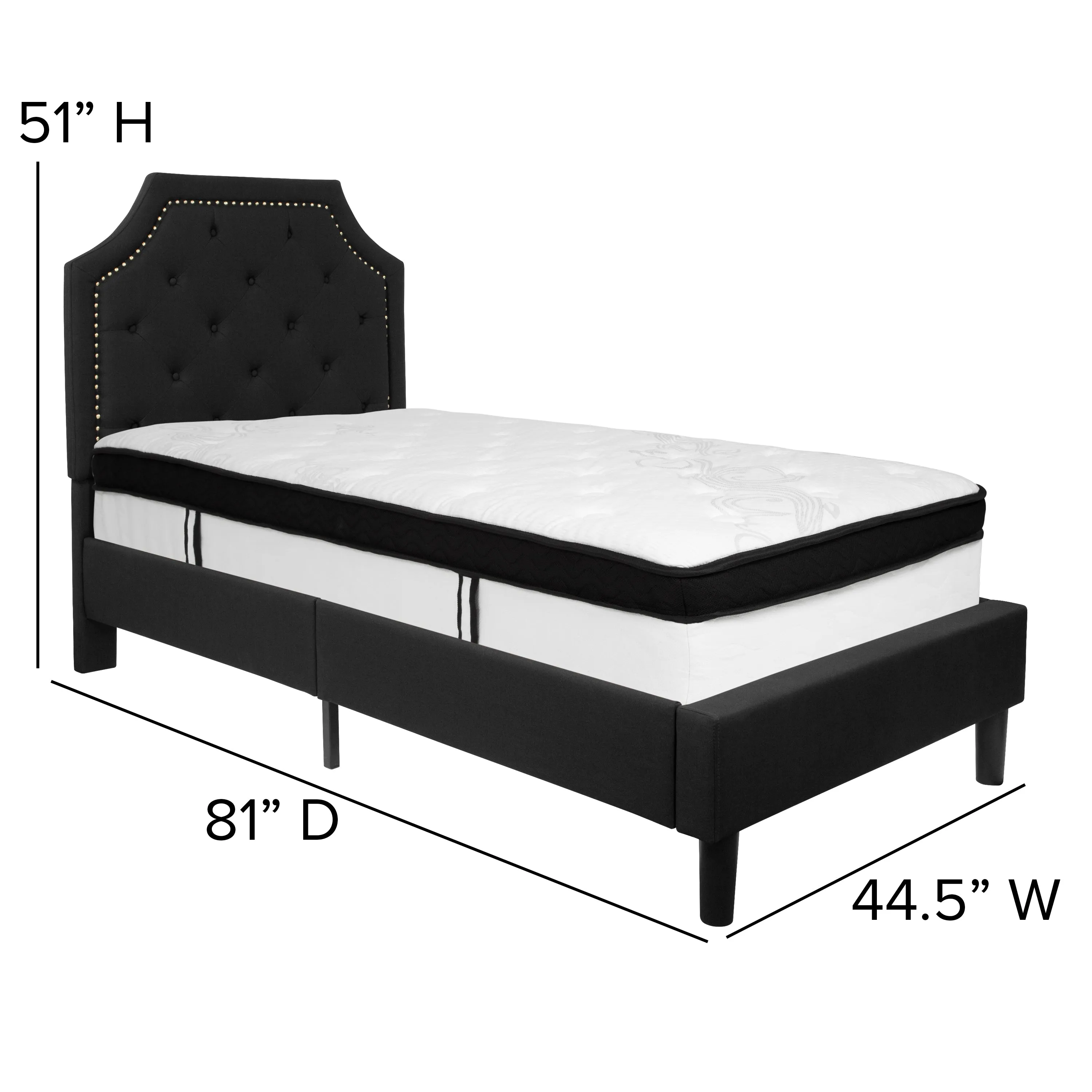 Twin Platform Bed Set-Black SL-BMF-5-GG